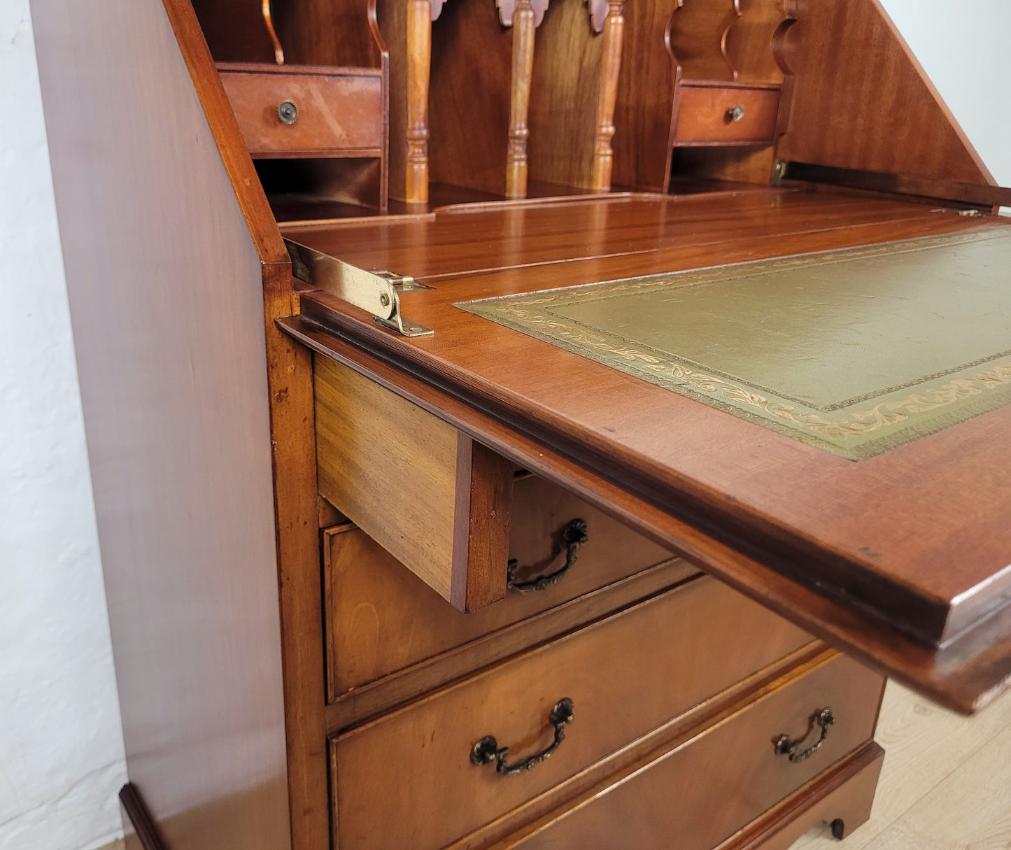 Vintage Writing Bureau Desk Leather 1960's Mid Century Delivery Available