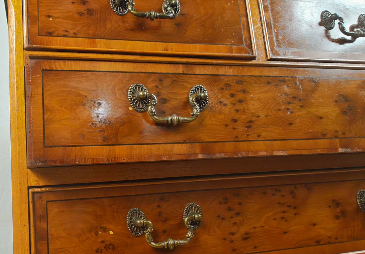 Vintage Chest Of Drawers Yew 2 Over 3 Drawers Storage Inlaid Delivery Available