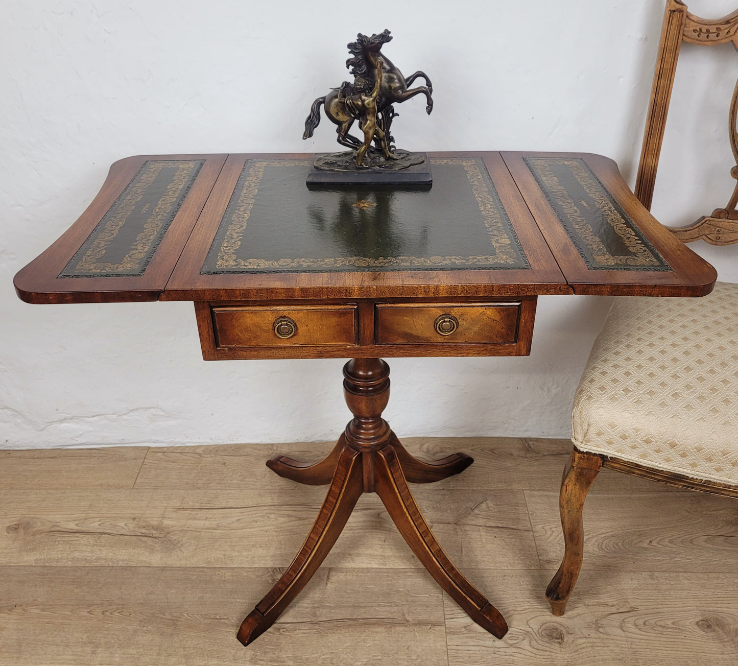 Bevan Funnell Side Table Drop Leaf Leather 1950s Reproduction Postage Available