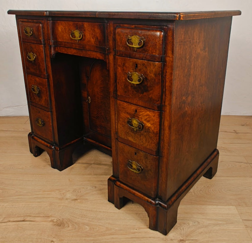 Knee Hole Writing Desk Walnut Key & Lock 18th-Century Style Delivery Available