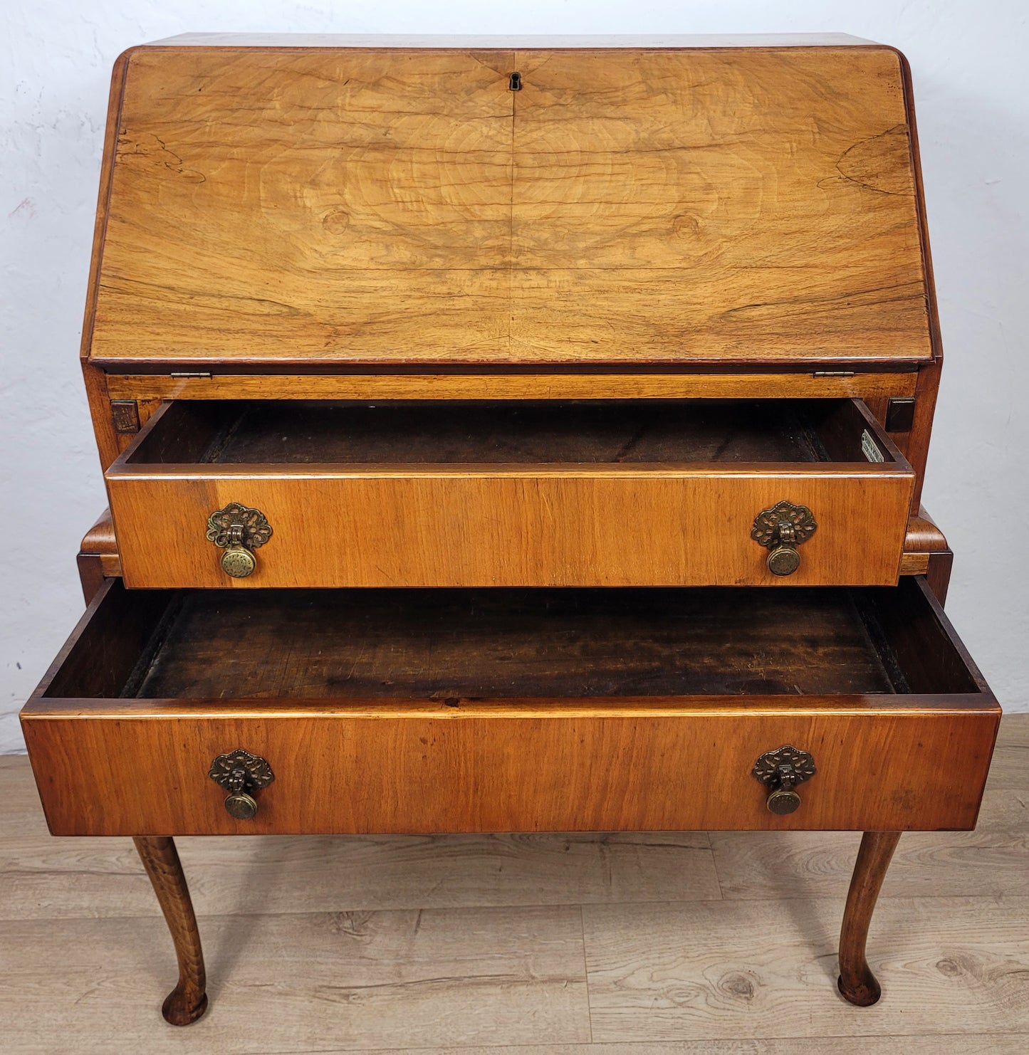 Vintage Writing Desk Denby & Spinks Walnut Cabriole Legs 1940s Delivery Available