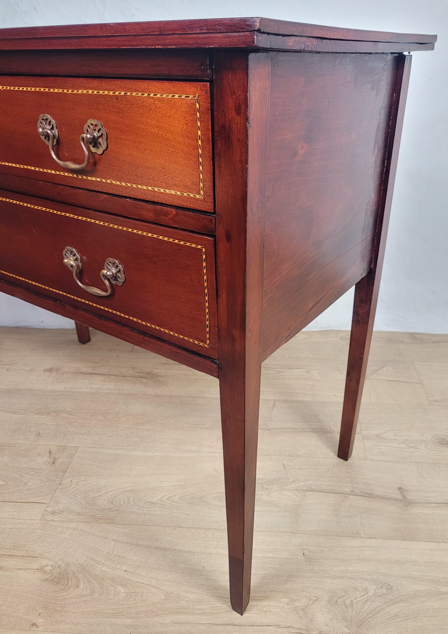 Vintage Two Drawer Chest Side Table Edwardian Style Inlaid Delivery Available