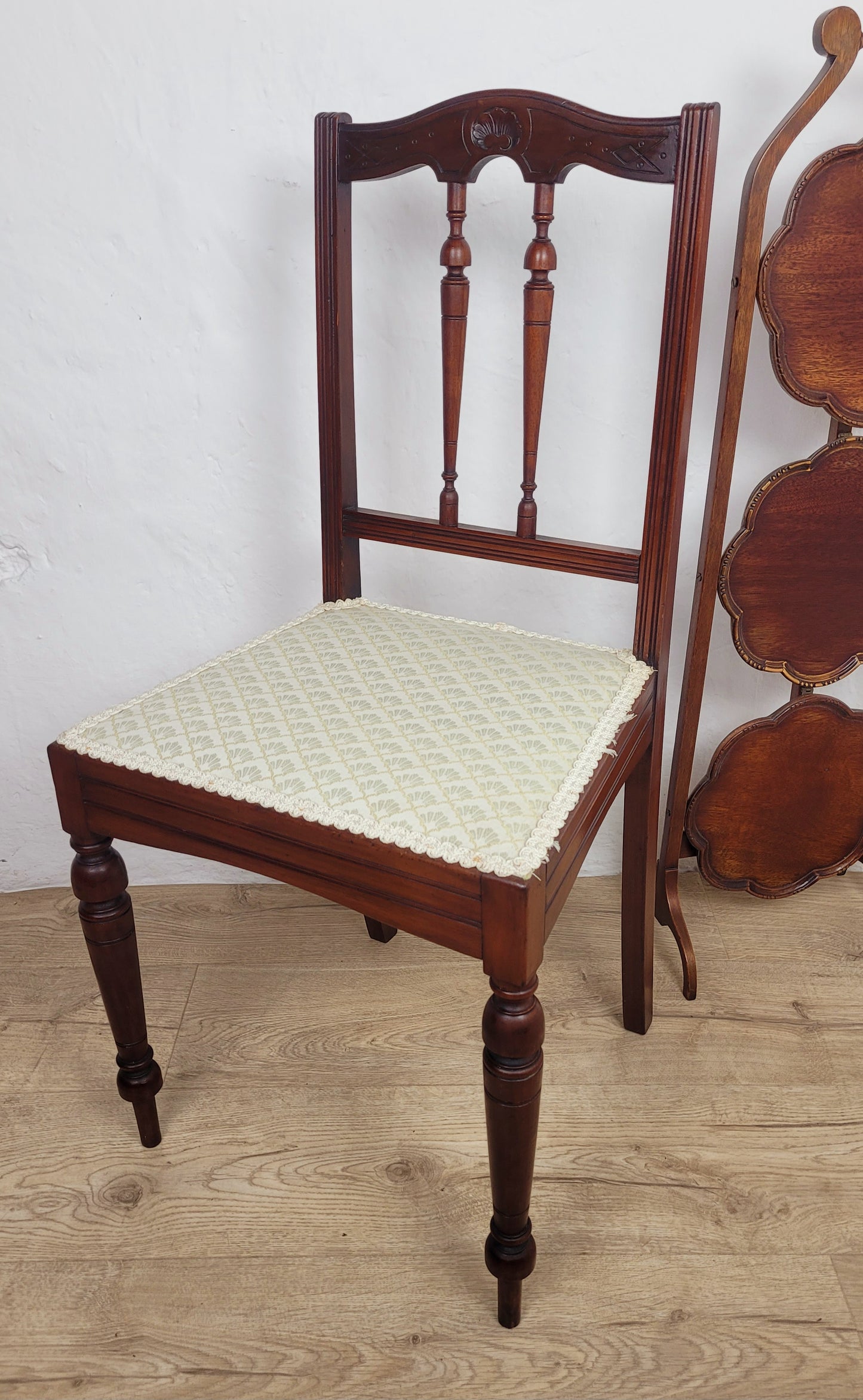 Carved Occasional Chair Mahogany Upholstered Antique Postage Available