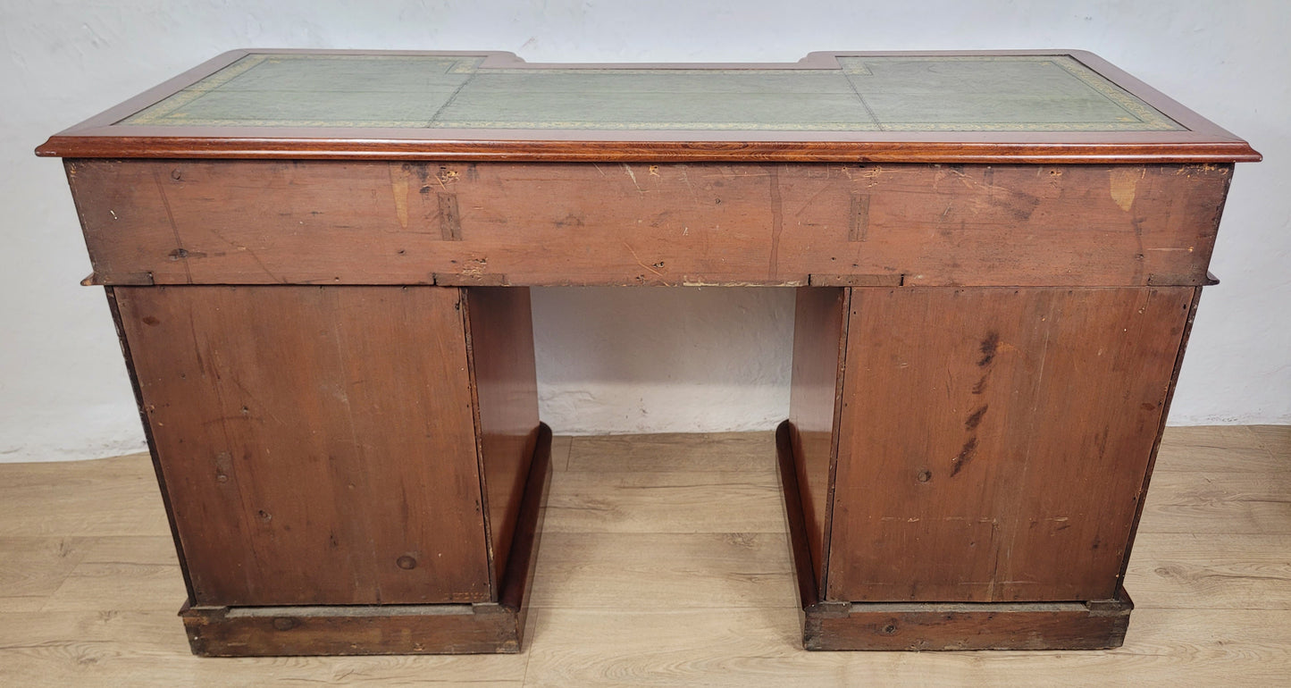 Victorian Writing Desk Knee Hole English 1890 Leather Antique Delivery Available
