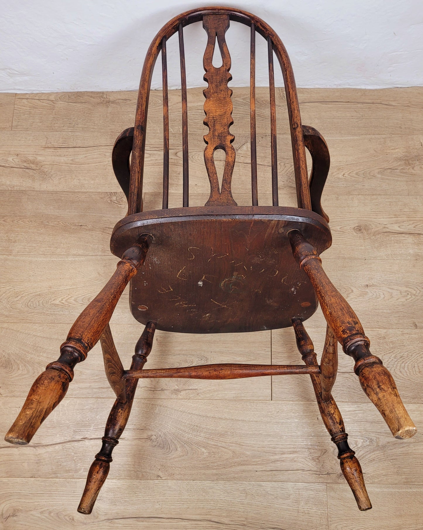 Vintage Kitchen Armchair Elm Farmhouse Country Pierced Back Postage Available