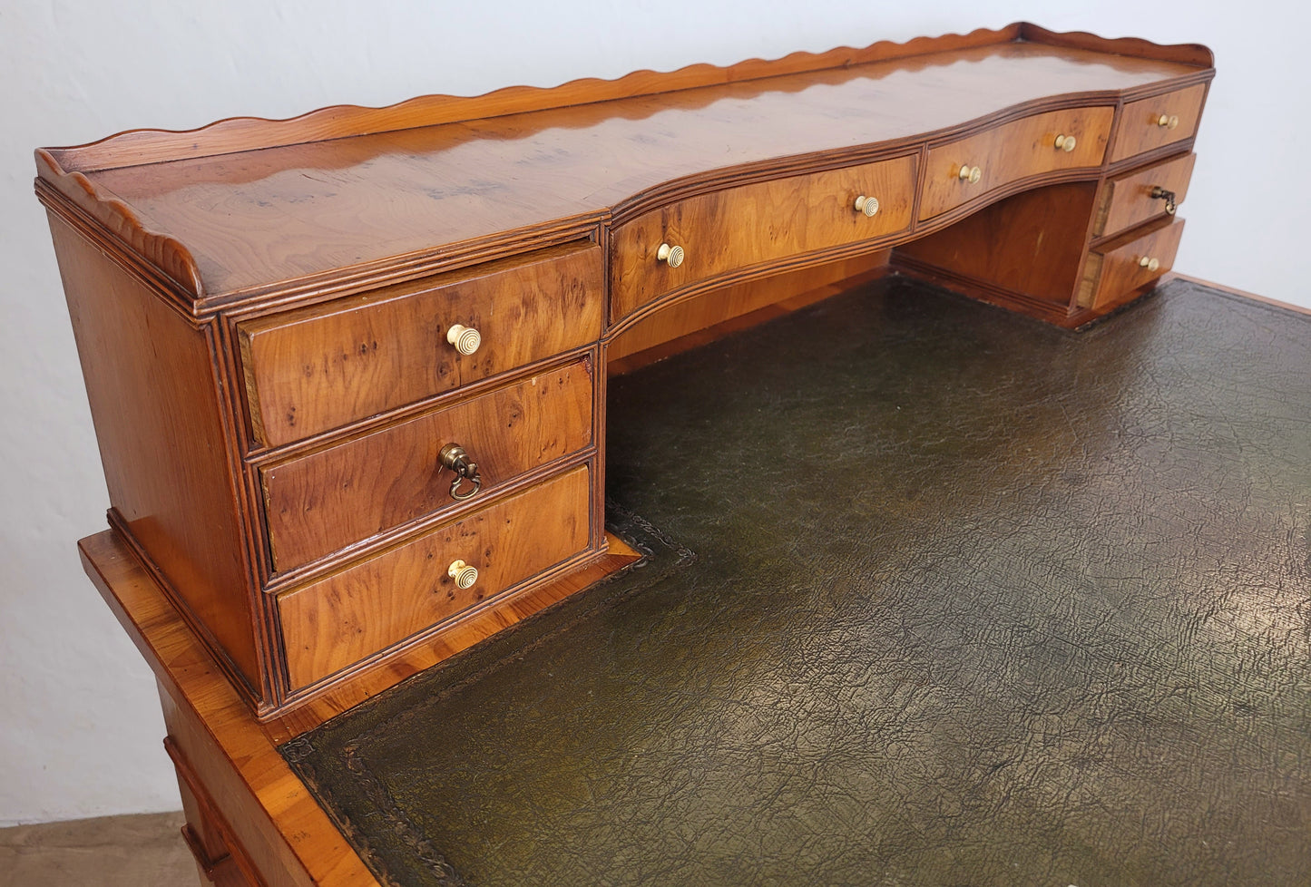 Vintage Ladies Writing Desk Yew Porcelain Drawers 1950s Delivery Available