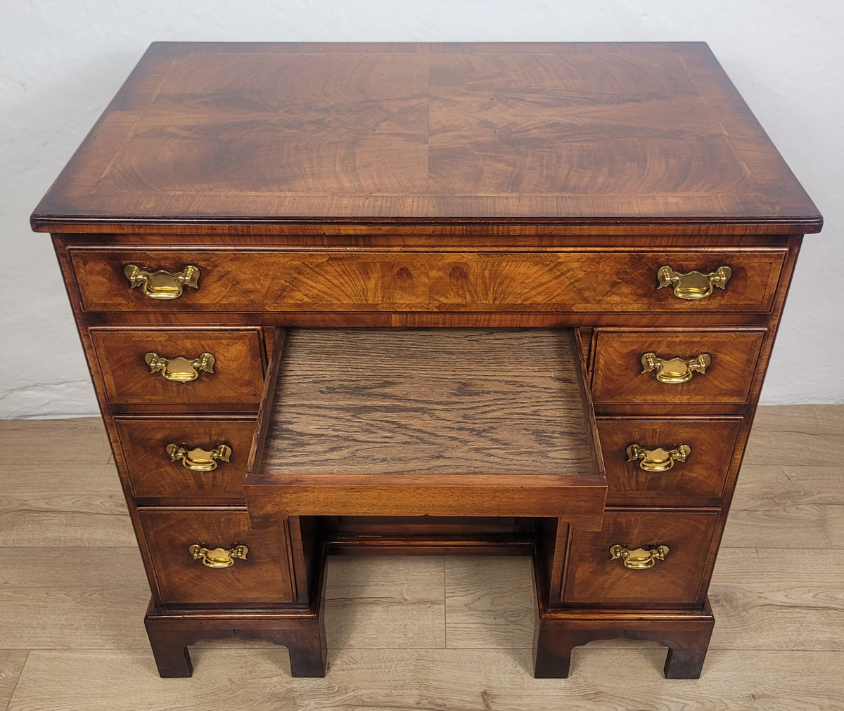 Knee Hole Writing Desk Walnut Key & Lock 18th-Century Style Delivery Available