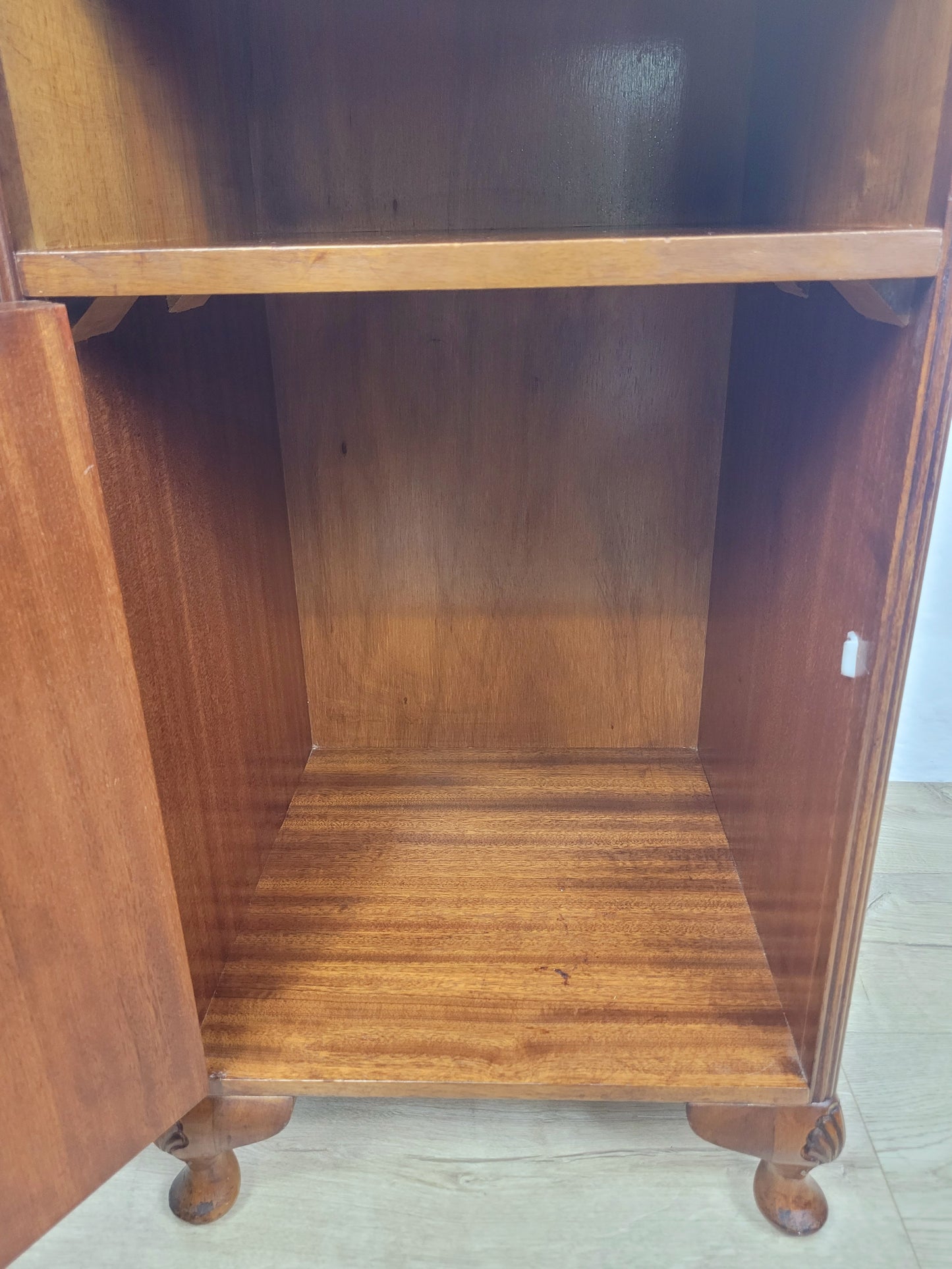 Vintage Bedside Cabinet Walnut Shell Carvings Mid 20th-Century Postage Available