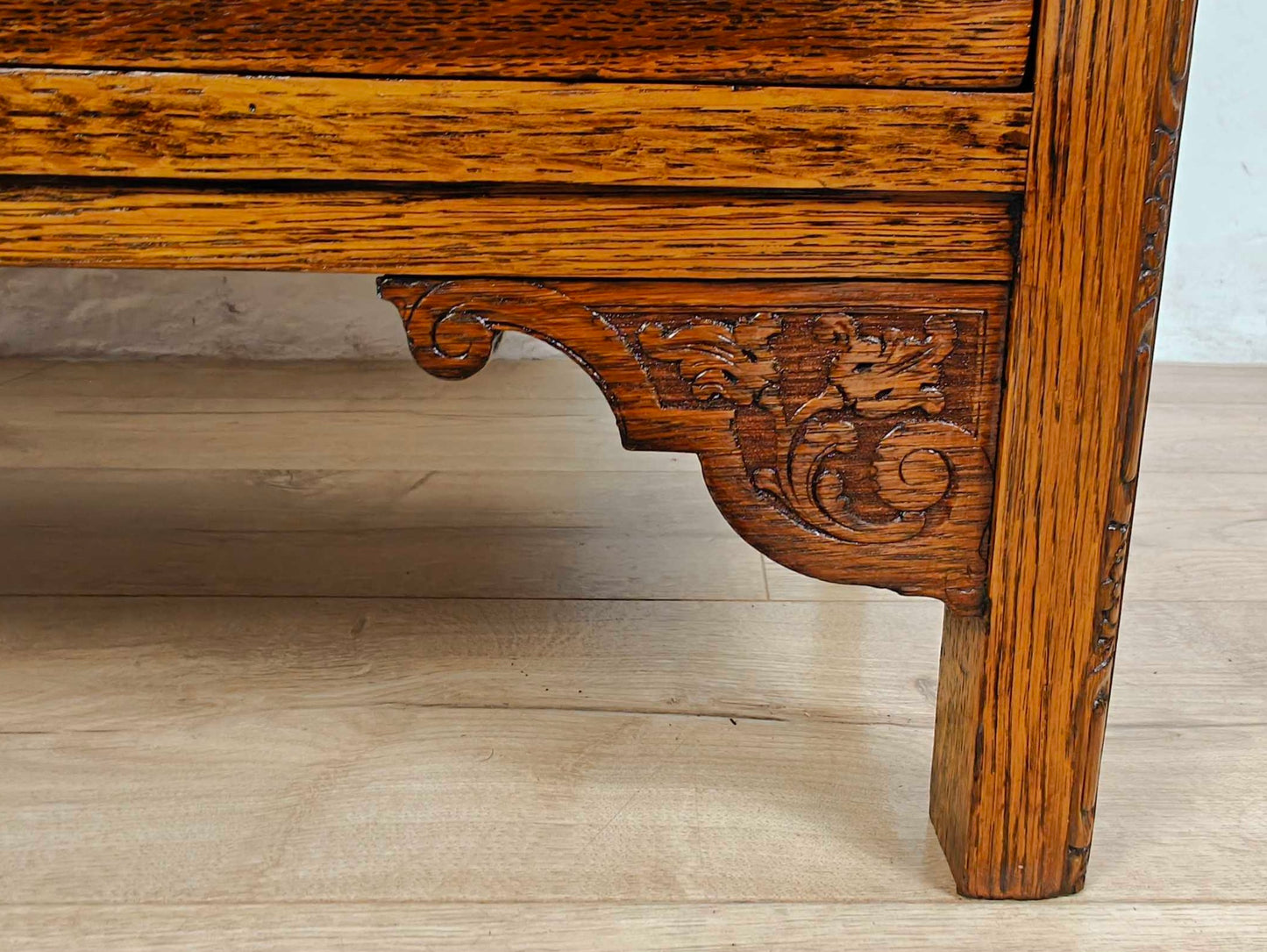 Vintage Chest Of Drawers Oak Carved Vintage 20th-Century Delivery Available