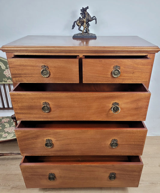 Edwardian Chest of Drawers 2 Over 3 1910s Drop Handle Antique Delivery Available