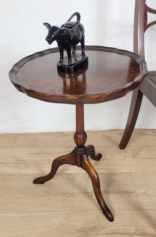Victorian Wine Tripod Table Walnut Piecrust Scalloped Edge Postage Available