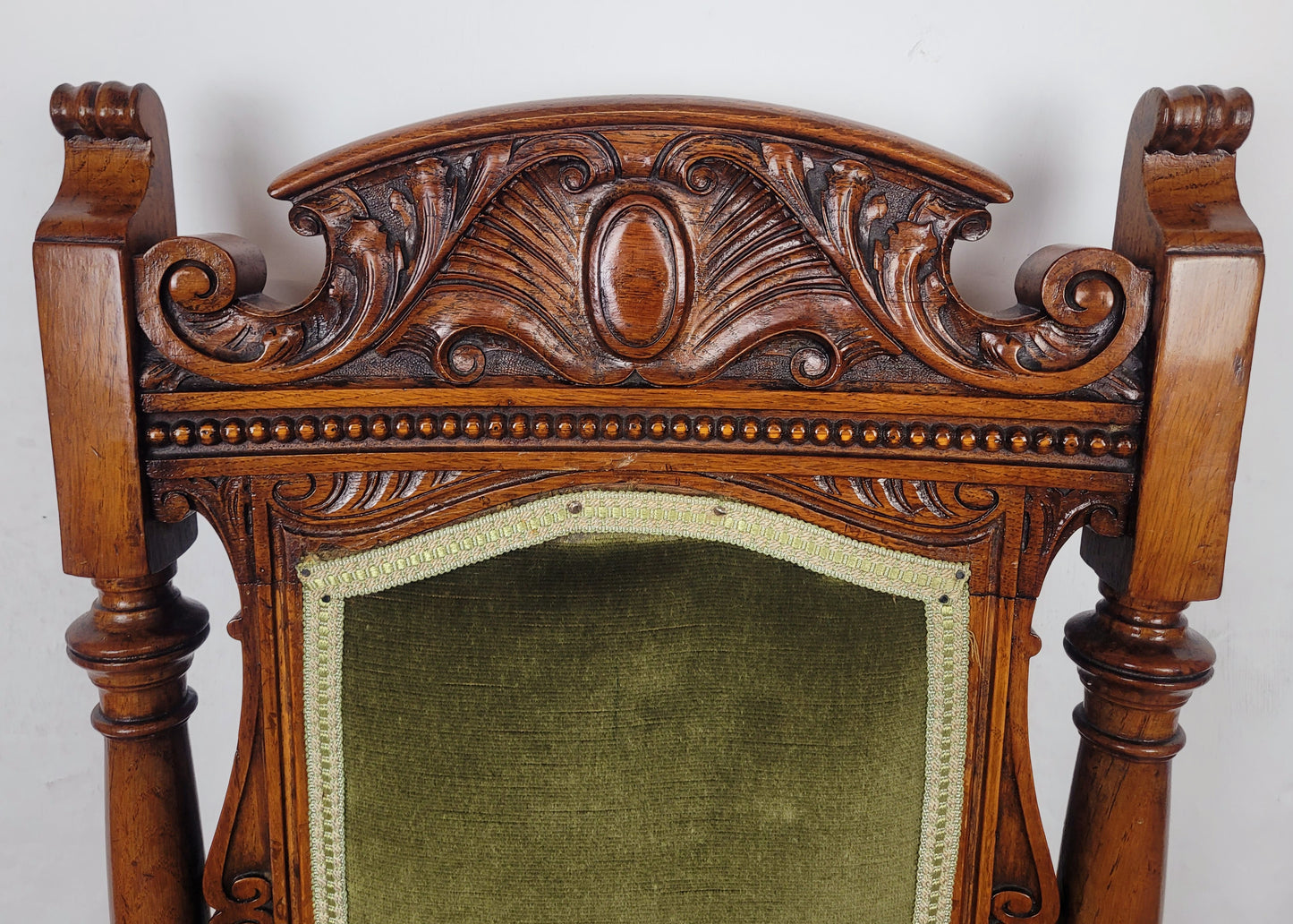 Victorian Hall Chair Oak Upholstered Foliate Carvings Castors Delivery Available