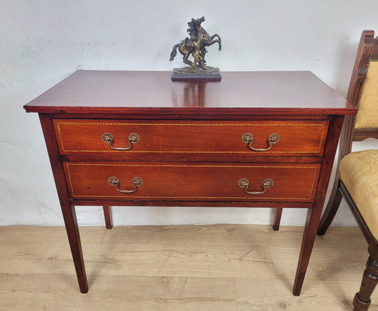Vintage Two Drawer Chest Side Table Edwardian Style Inlaid Delivery Available
