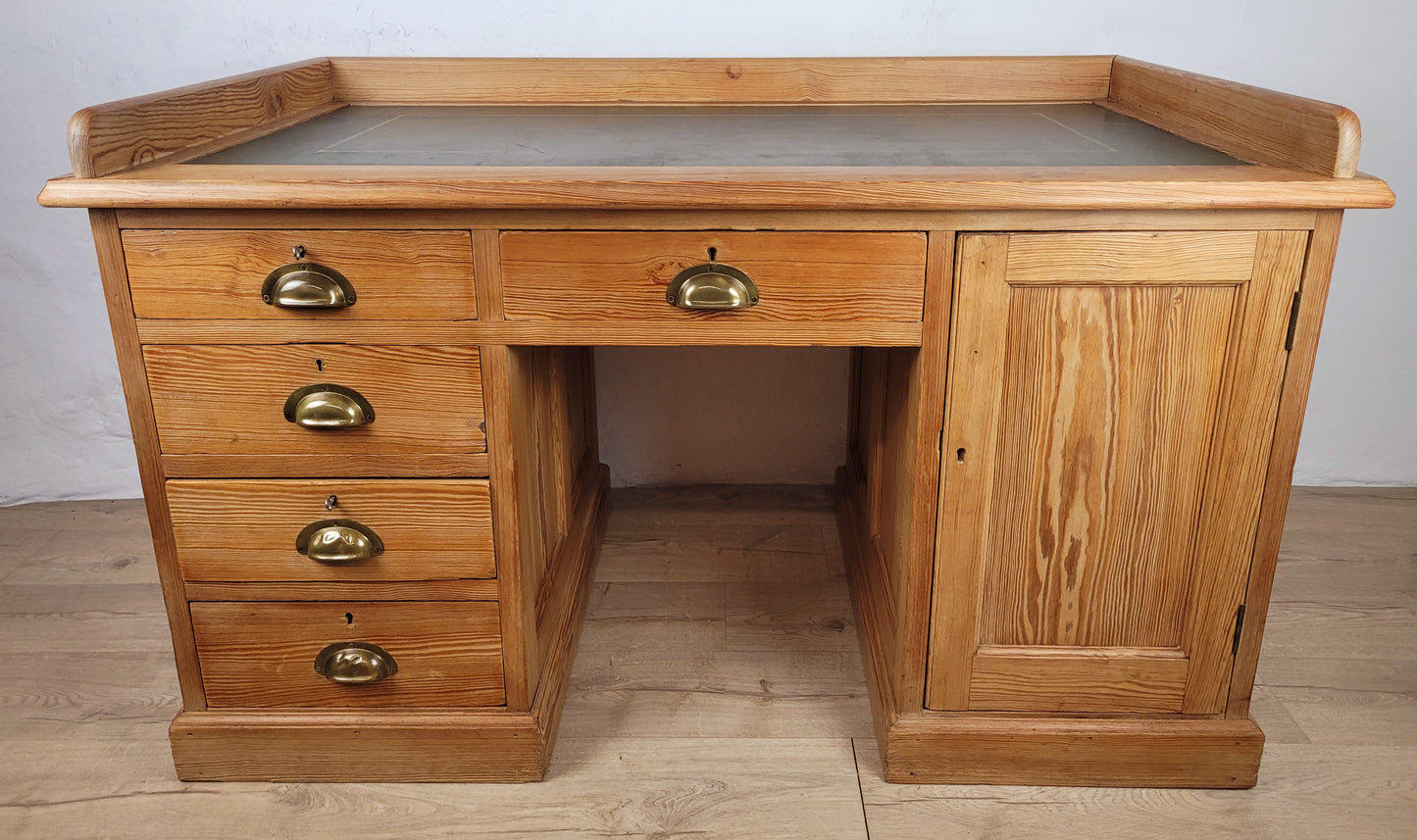 Pine Writing Desk & Chair Leather Top Country Rustic Antique Delivery Available