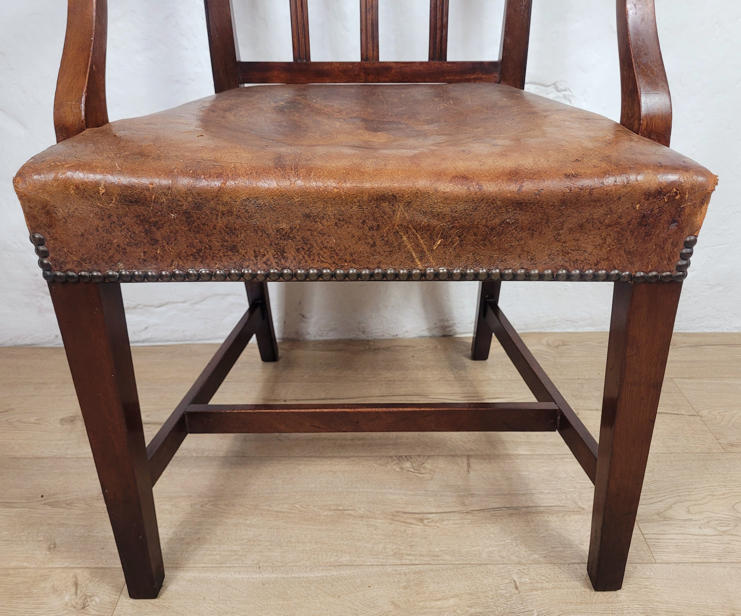 Victorian Armchair Carved Leather 19thC Mahogany English Delivery Available
