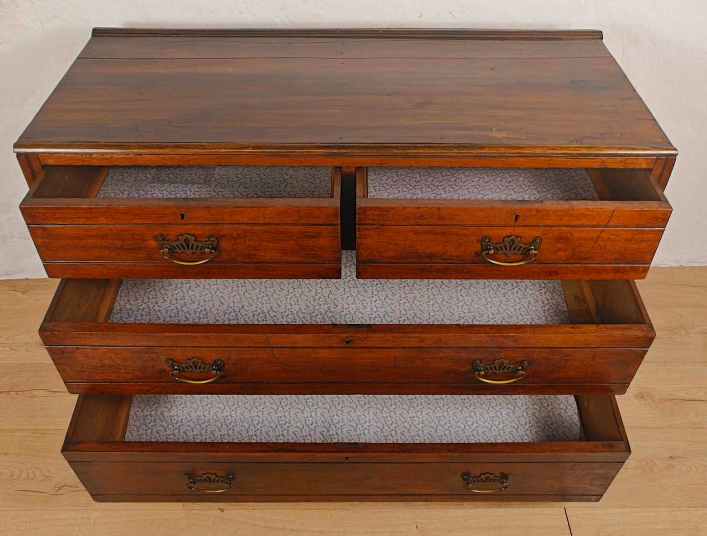 Edwardian Chest of Drawers 2 Over 3 Walnut 1910s Drop Handle Delivery Available