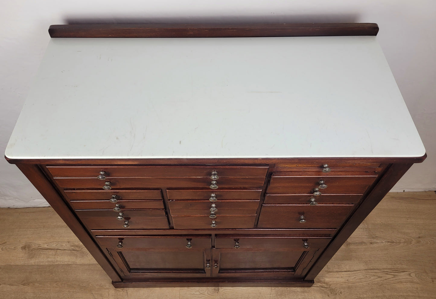 Dentist Collector Cabinet Vintage English Marble 17 Drawers Delivery Available