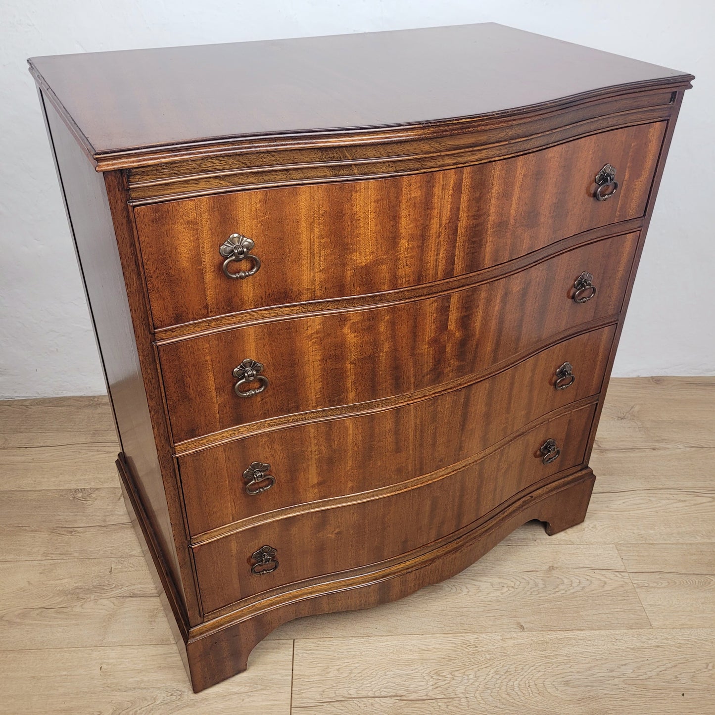 Chest of Drawers 4 Serpentine Front Mahogany Antique English Delivery Available