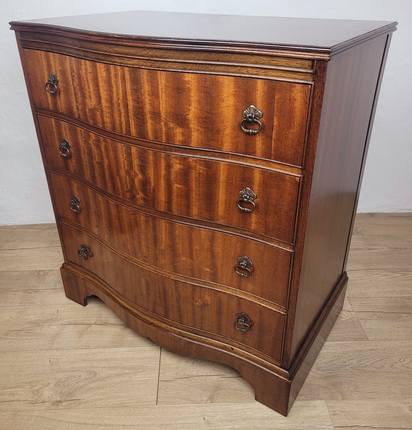 Chest of Drawers 4 Serpentine Front Mahogany Antique English Delivery Available