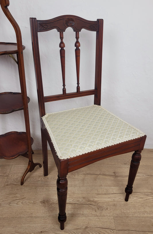 Carved Occasional Chair Mahogany Upholstered Antique Postage Available