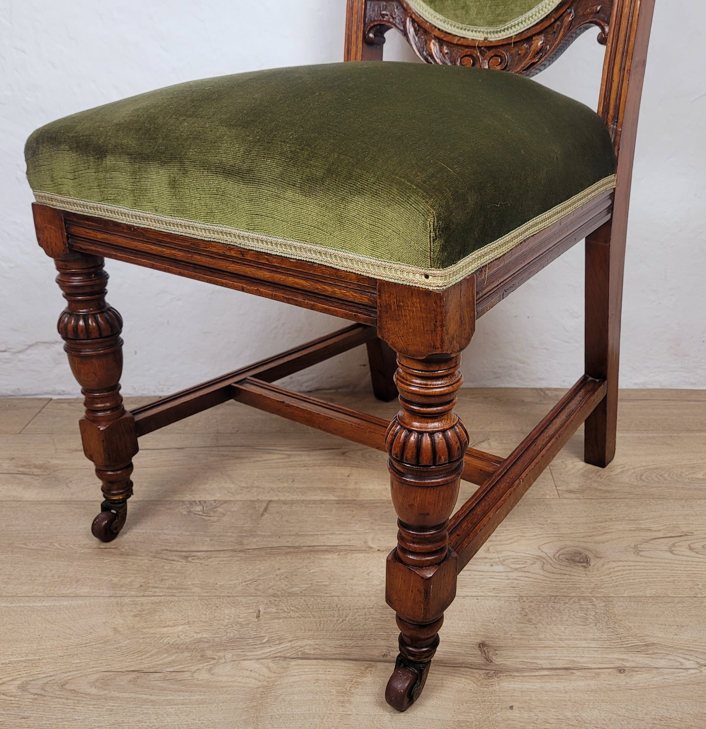 Victorian Hall Chair Oak Upholstered Foliate Carvings Castors Delivery Available