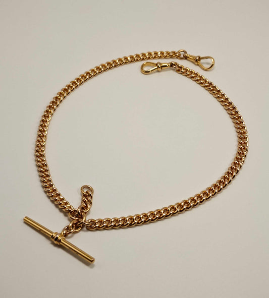 9ct Gold Albert Chain Signed WHWLD 375 Dog Clasp T-Bar Antique Postage Available