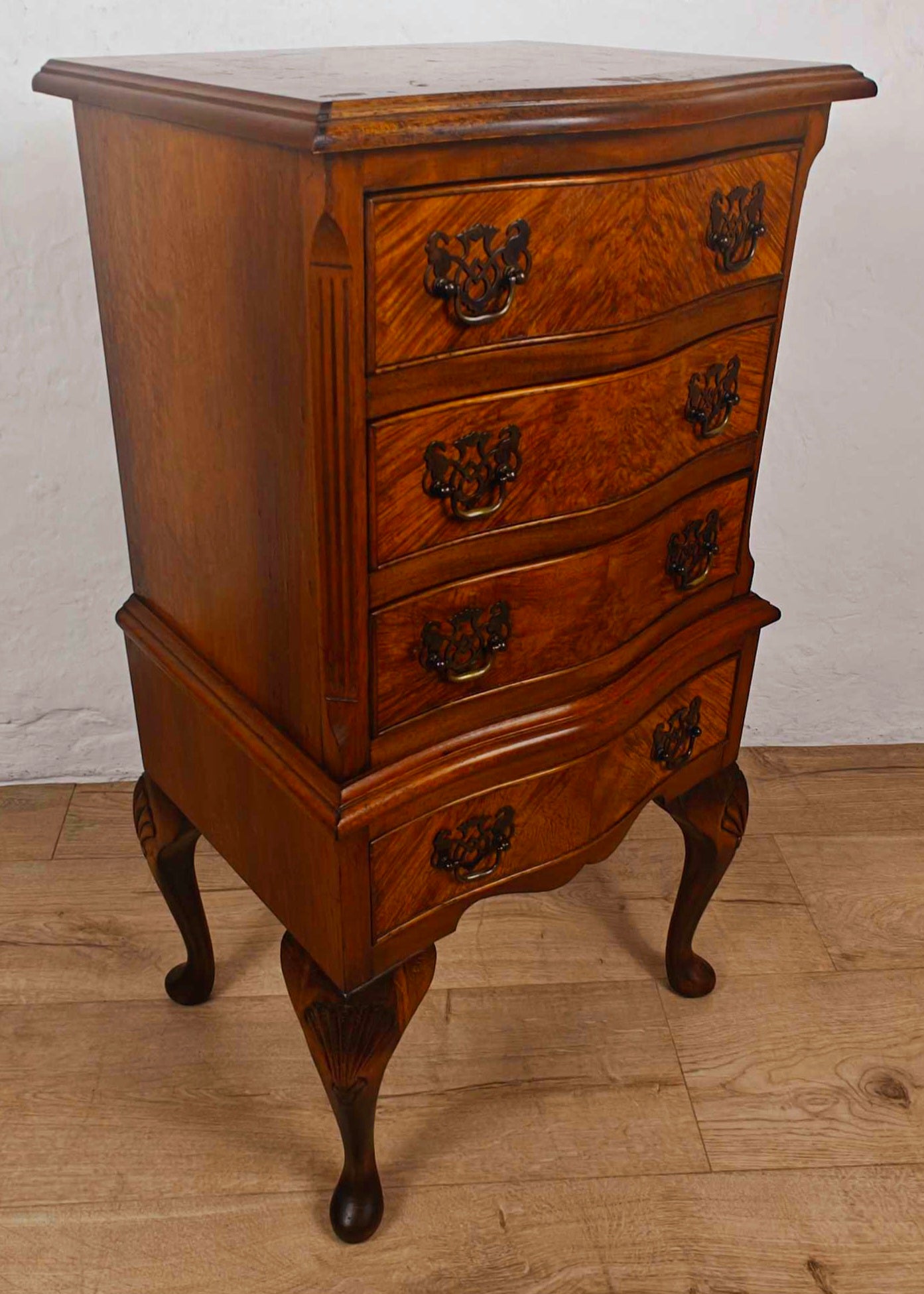 Walnut Chest of Drawers Cabriole Legs Shell Serpentine 1930s Postage Available