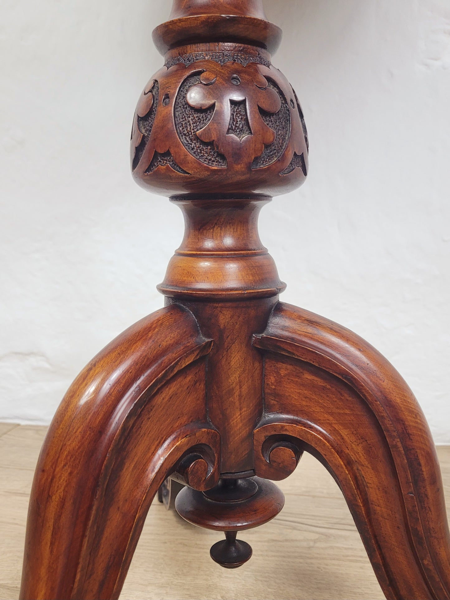 Occasional Tripod Table Victorian Round Walnut Carved 1890s Postage Available