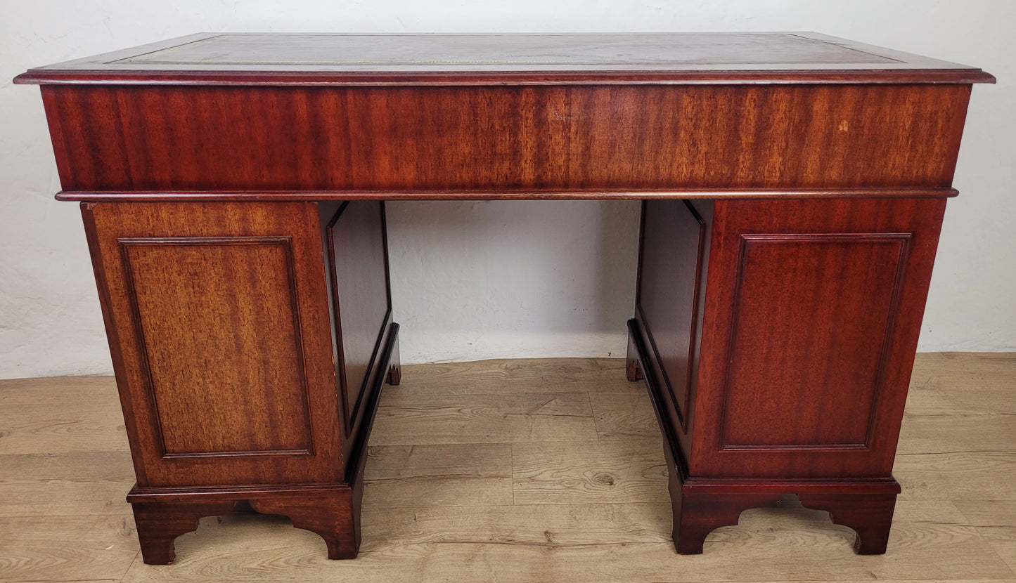 Vintage Pedestal Writing Desk Leather Top Mid 20thC Mahogany Delivery Available
