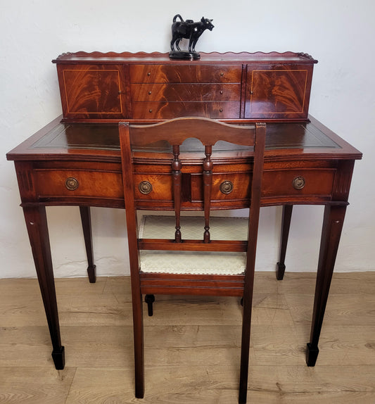 Vintage Ladies Writing Desk Bow Front Sheraton Style 1950s Delivery Available