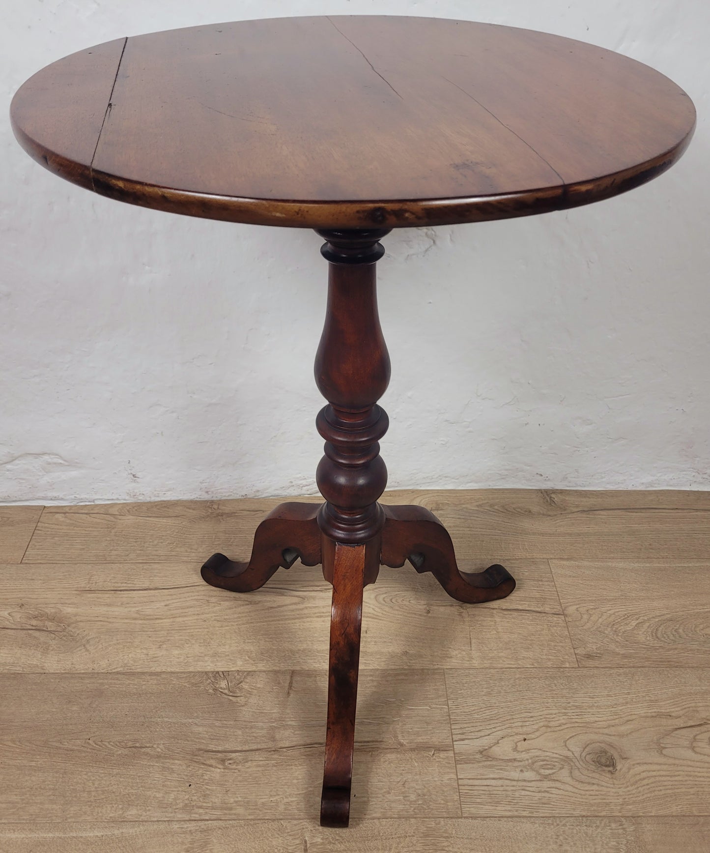 Victorian Tripod Side Table English Antique Mahogany Round Postage Available