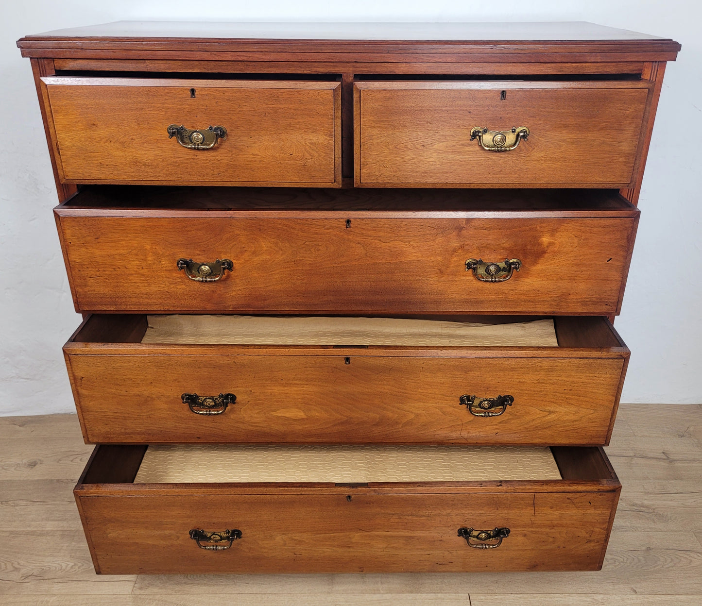 Victorian Chest of Drawers Walnut 2 Over 3 1900s Drop Handles Delivery Available