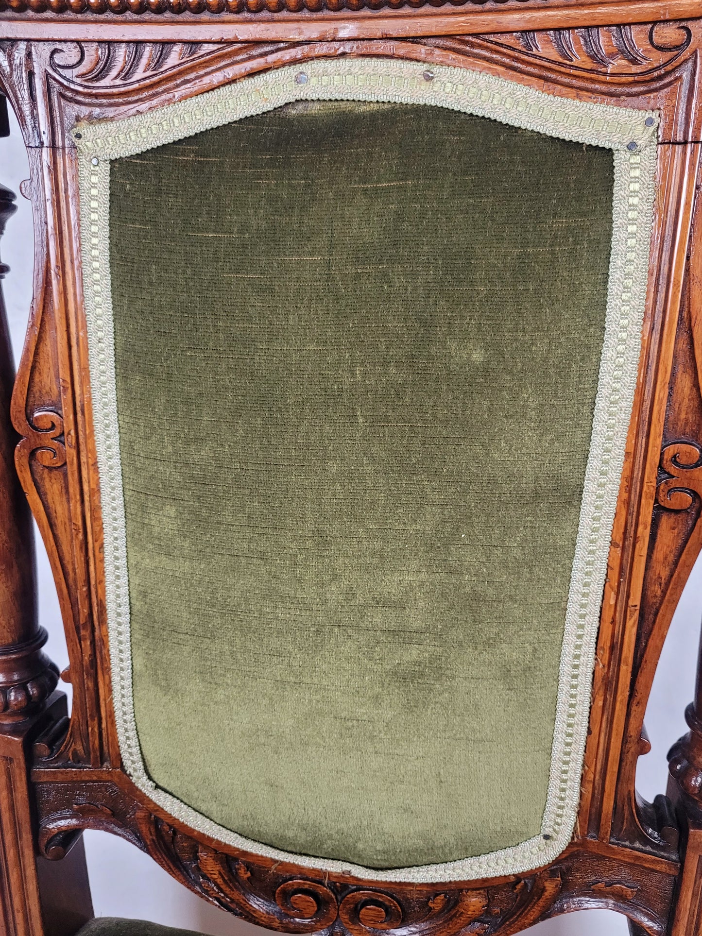 Victorian Hall Chair Oak Upholstered Foliate Carvings Castors Delivery Available