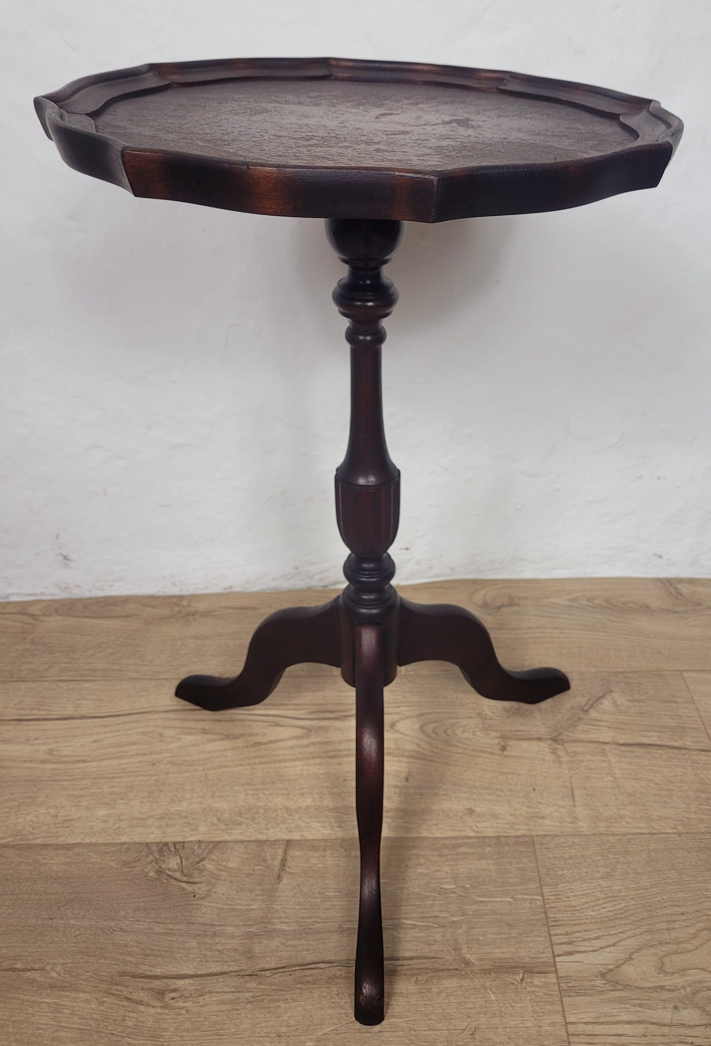 Vintage Wine Table Piecrust Scalloped Edge English 20thC 1950 Postage Available