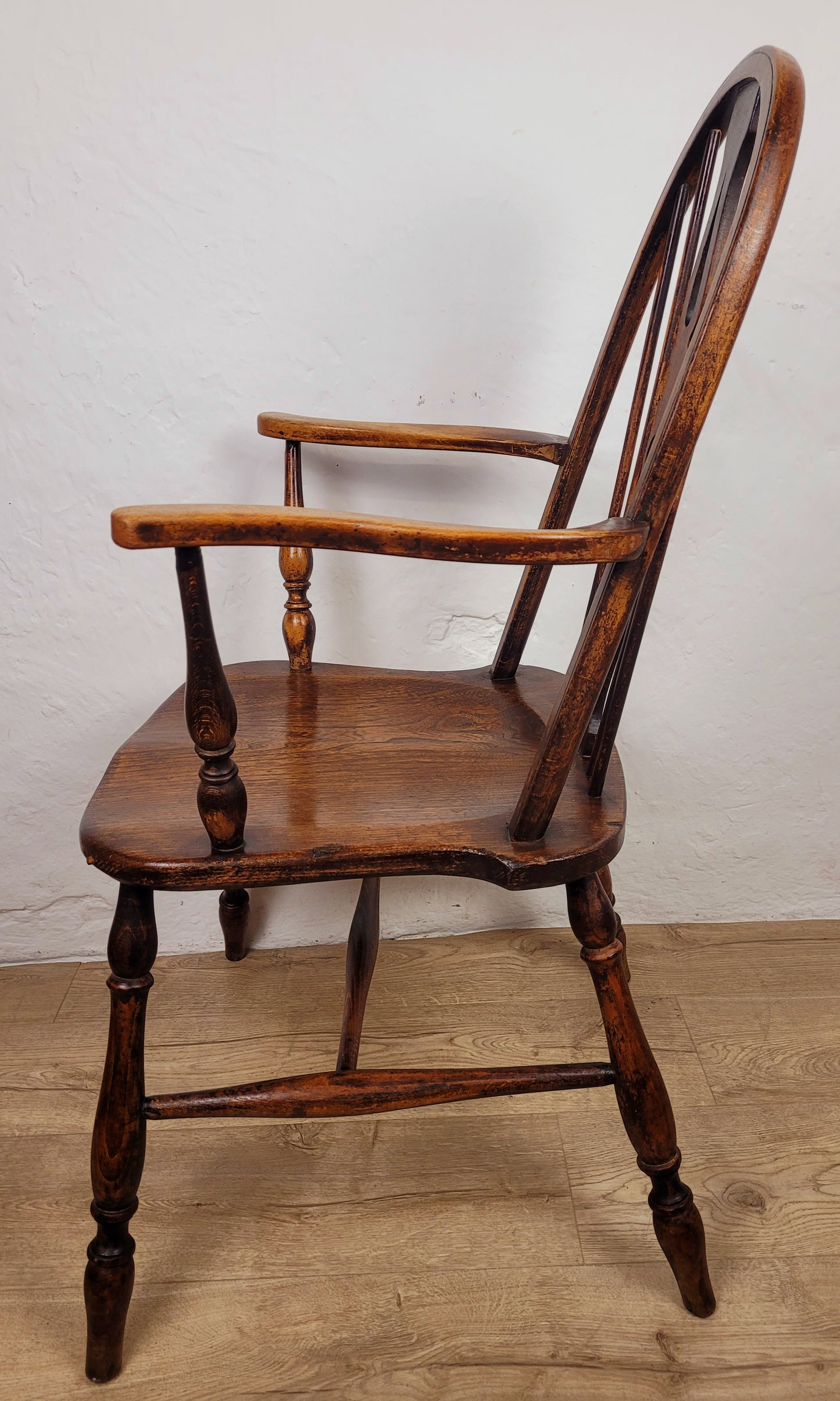 Vintage Kitchen Armchair Elm Farmhouse Country Pierced Back Postage Available