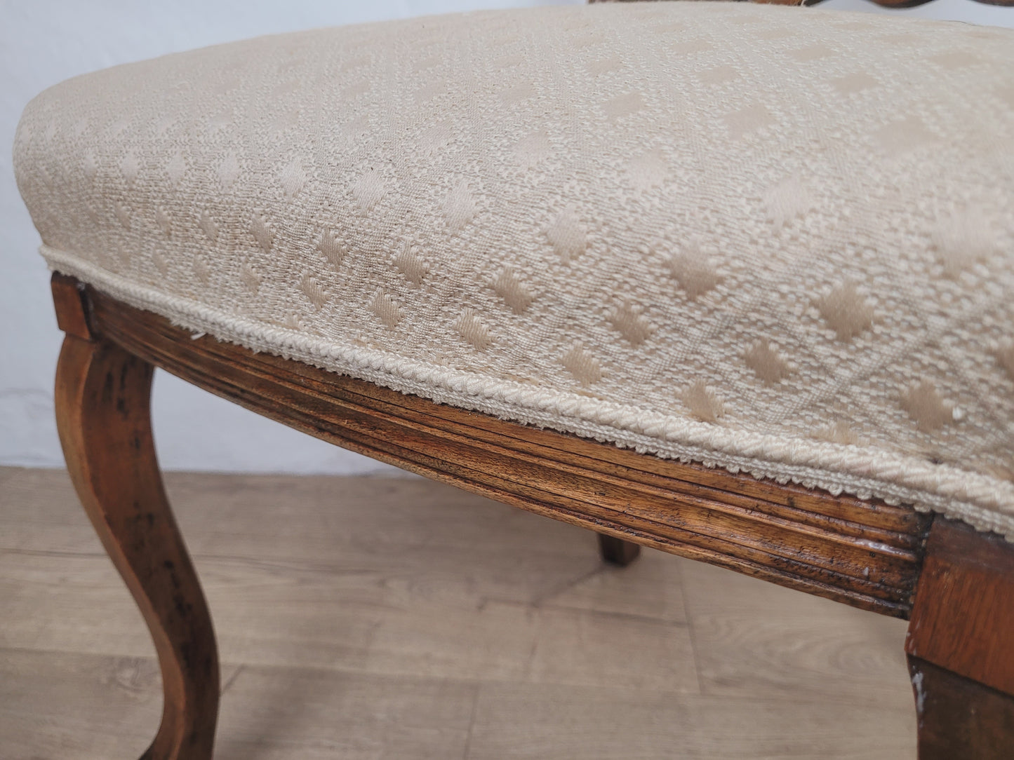 Edwardian Side Chair Carved Floral Beech Cabriole Legs Cream Postage Available