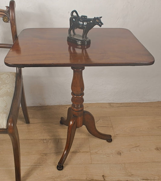 Victorian Tilt Top Table Tripod Rectangular Mahogany English Postage Available