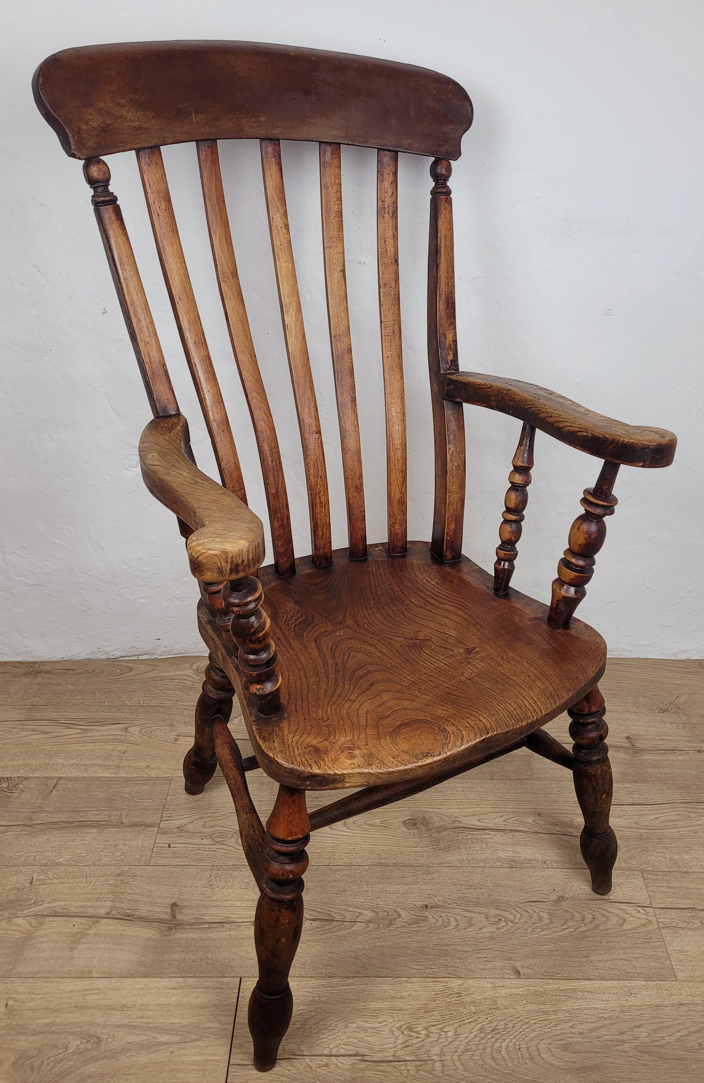 Windsor Kitchen Armchair Victorian Elm Slat Back English Delivery Available