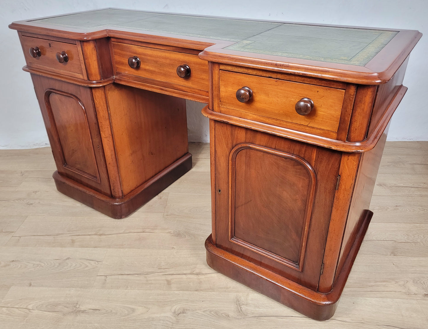 Victorian Writing Desk Knee Hole English 1890 Leather Antique Delivery Available