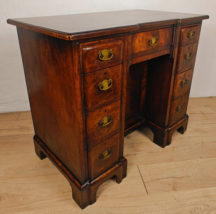 Knee Hole Writing Desk Walnut Key & Lock 18th-Century Style Delivery Available
