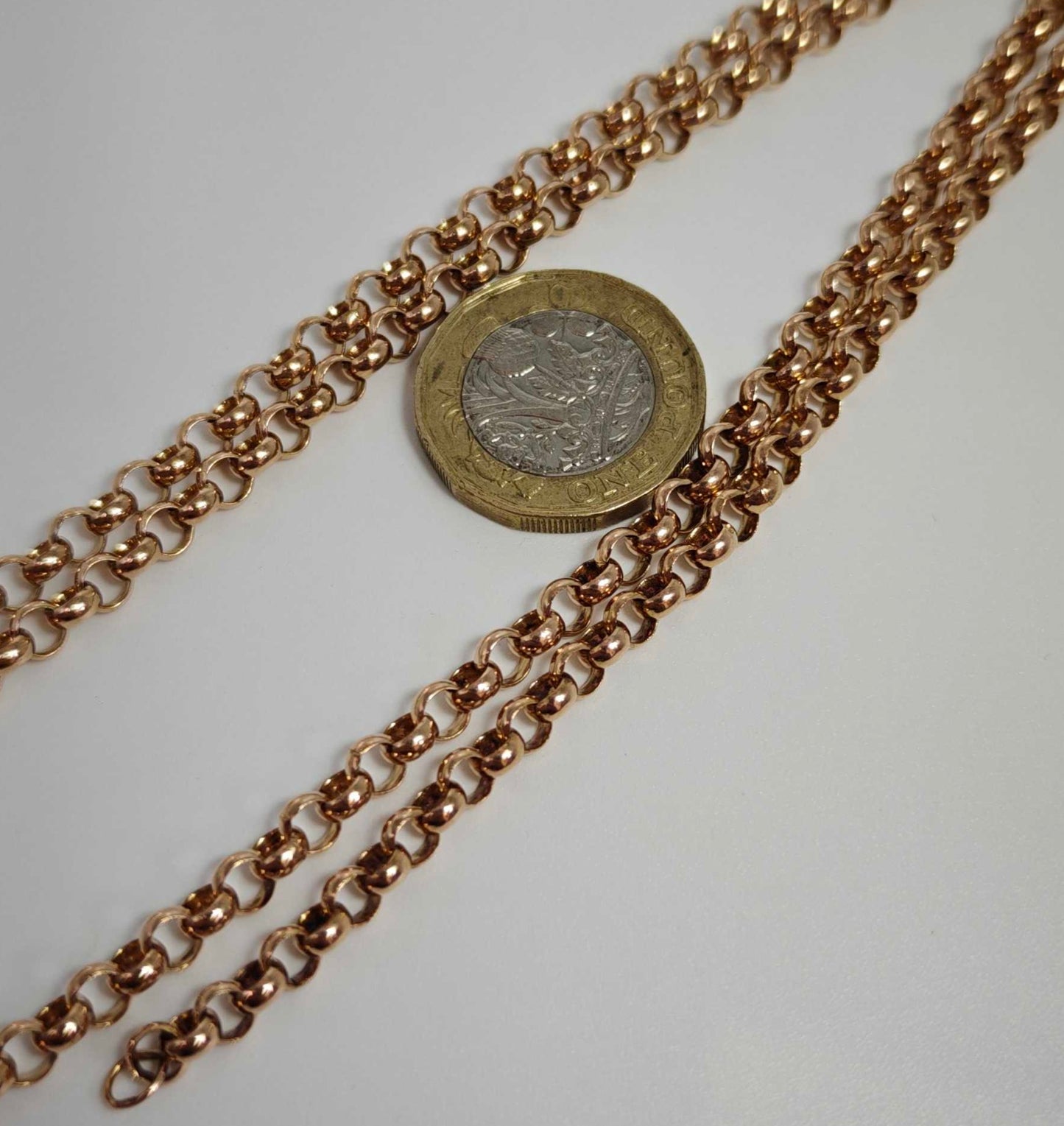 9ct Gold Belcher Necklace Chain 27.2g Albert Dog Clip 26.5" Vintage With Postage