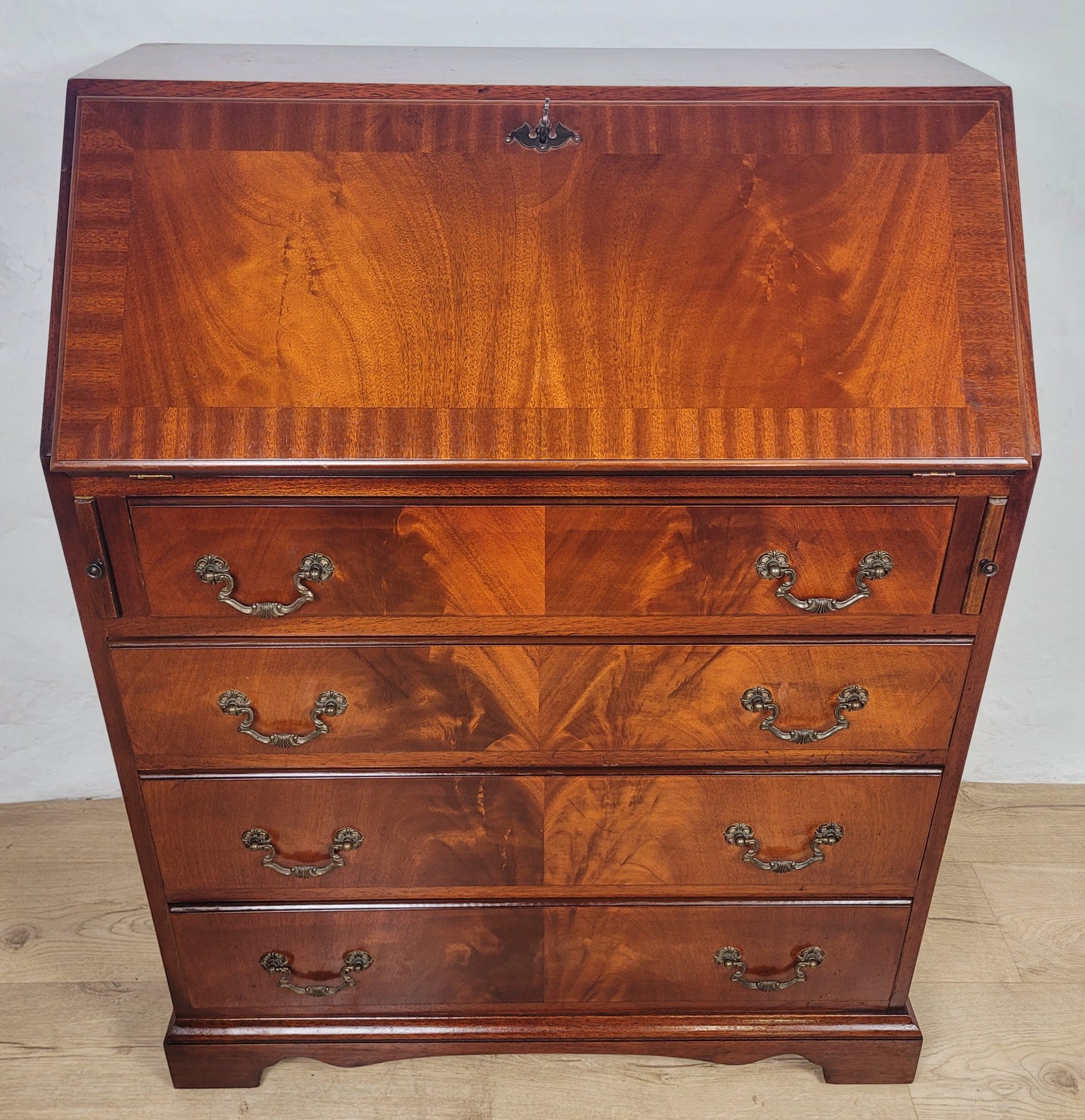 Vintage Writing Bureau Desk Lock & Key Mid Century Mahogany Delivery Available