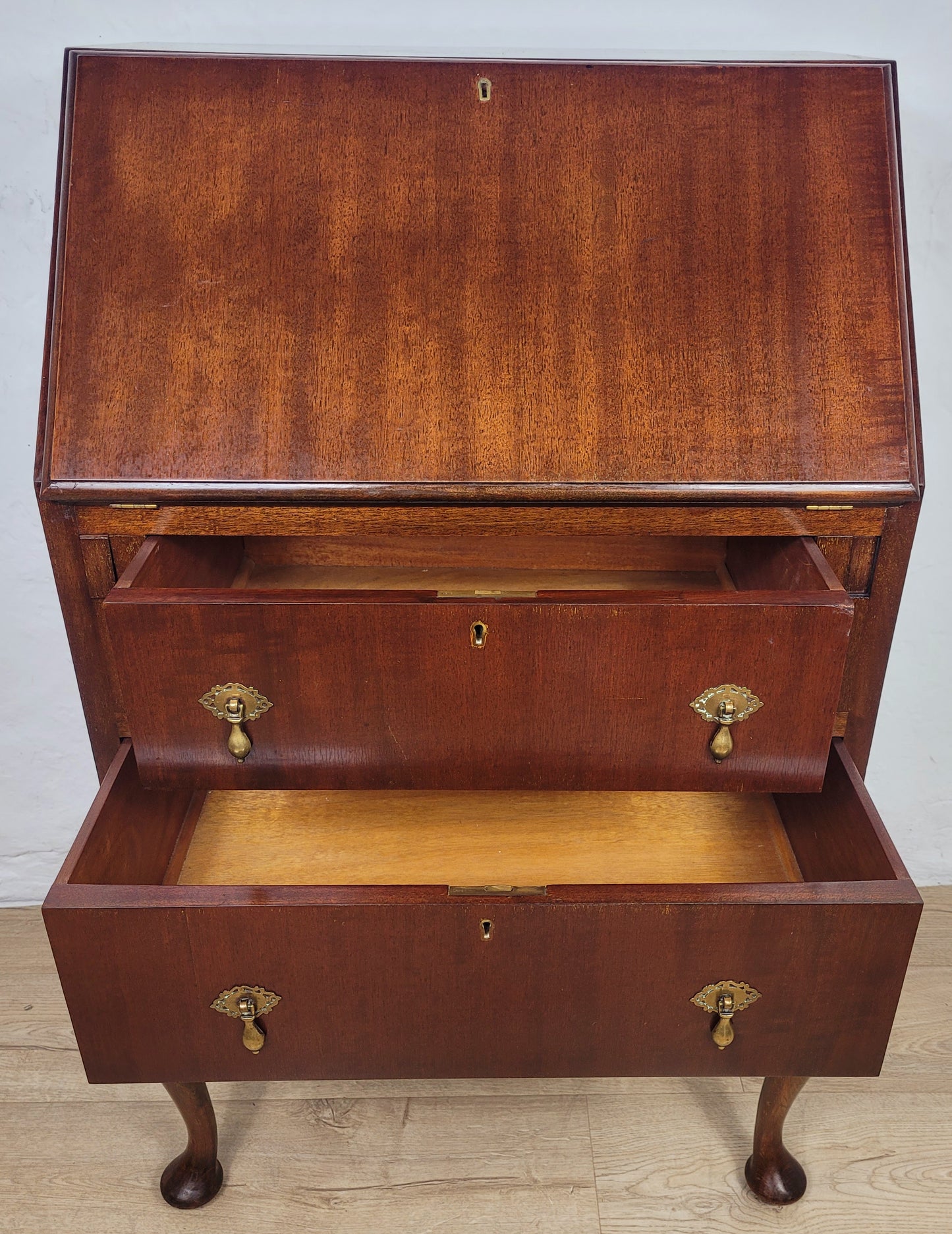 Vintage Writing Desk Bureau Leather 1930s Cabriole Legs Delivery Available