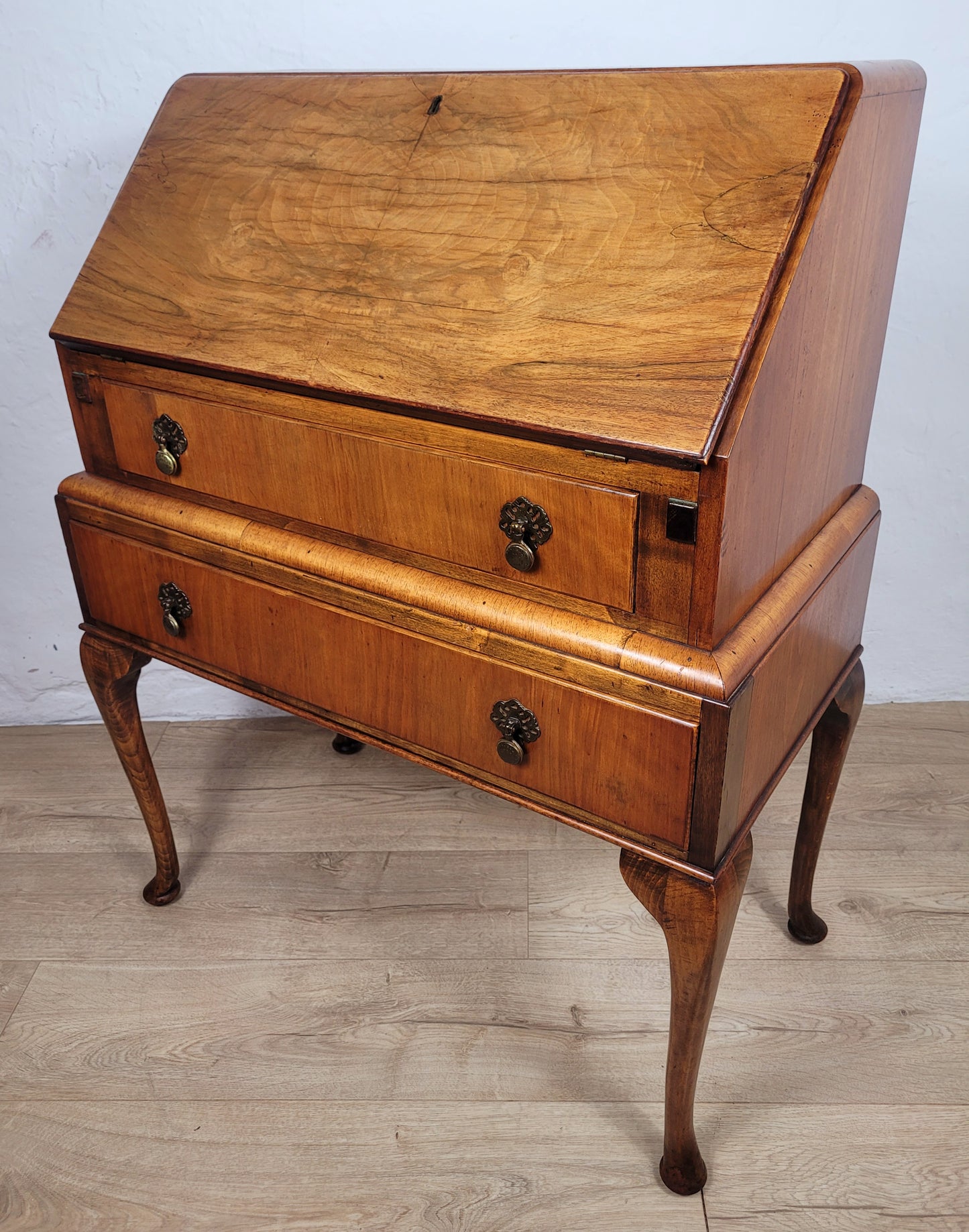 Vintage Writing Desk Denby & Spinks Walnut Cabriole Legs 1940s Delivery Available