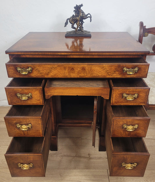 Knee Hole Writing Desk Walnut Key & Lock 18th-Century Style Delivery Available