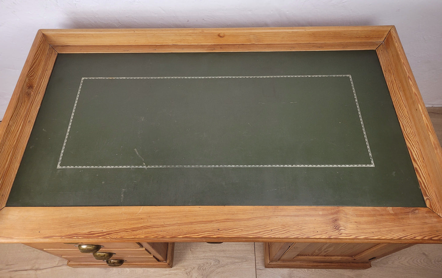 Pine Writing Desk & Chair Leather Top Country Rustic Antique Delivery Available