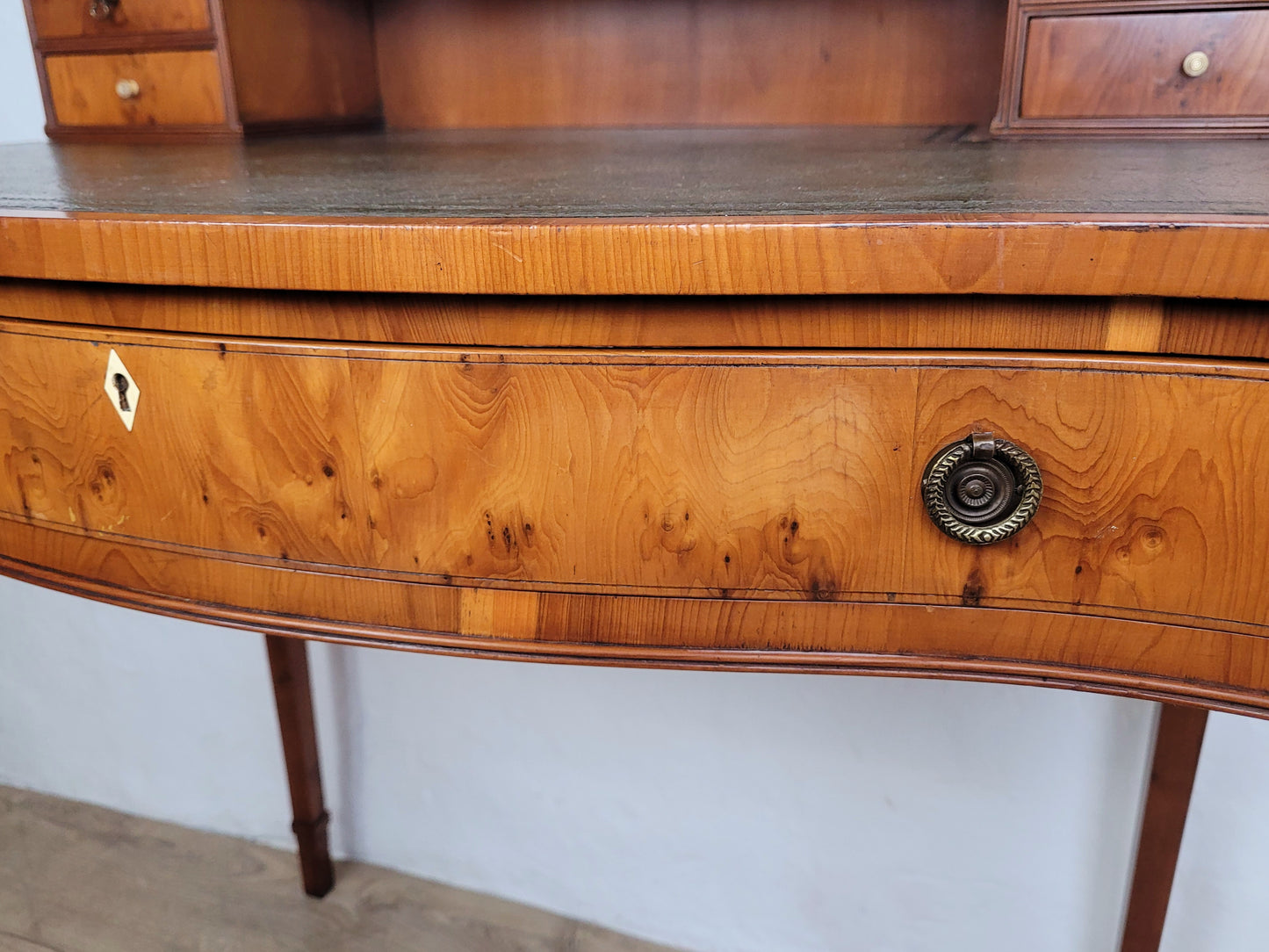 Vintage Ladies Writing Desk Yew Porcelain Drawers 1950s Delivery Available