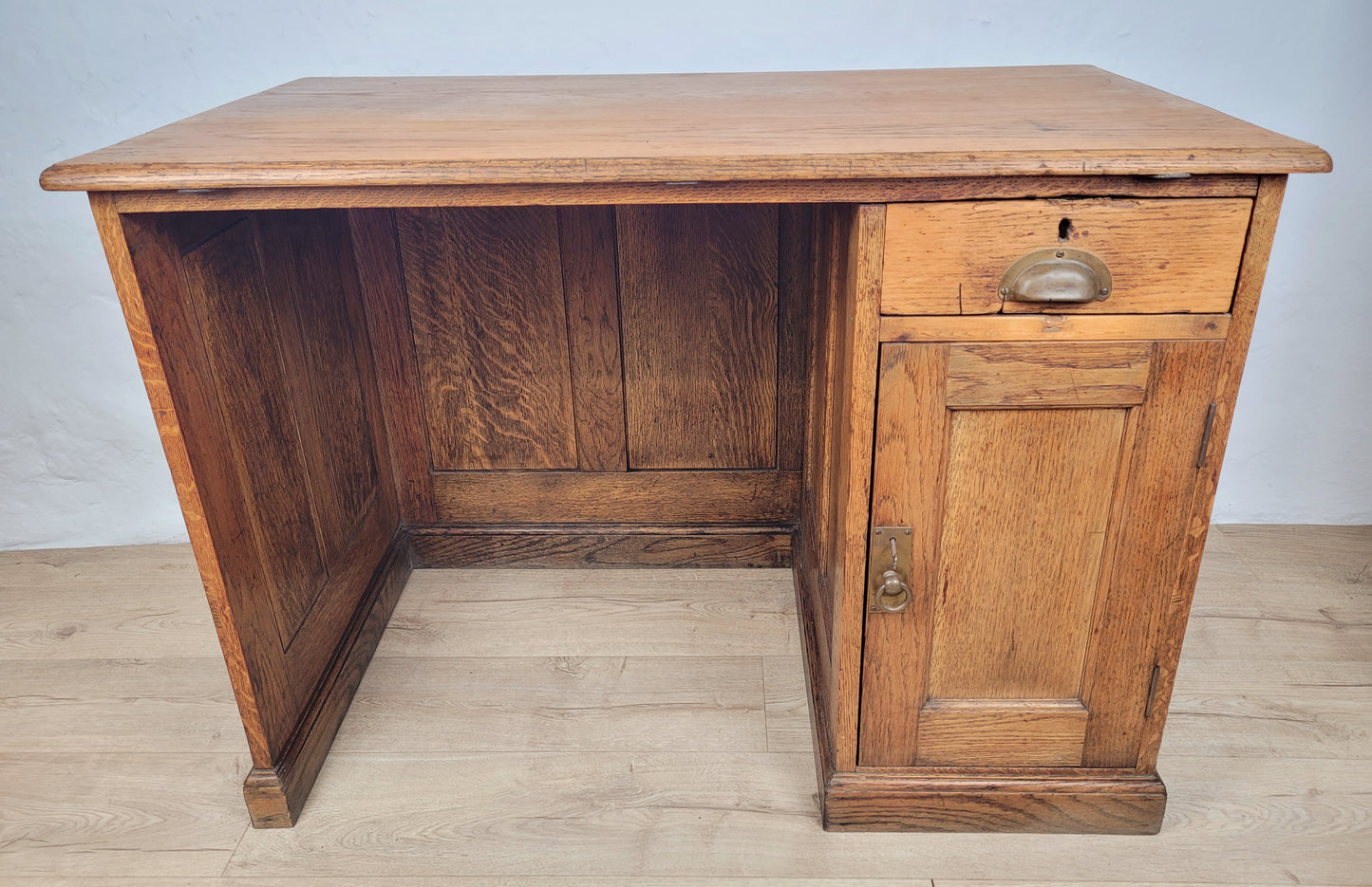 Vintage Single Pedestal Desk 1930s Oak Country Farmhouse Delivery Available