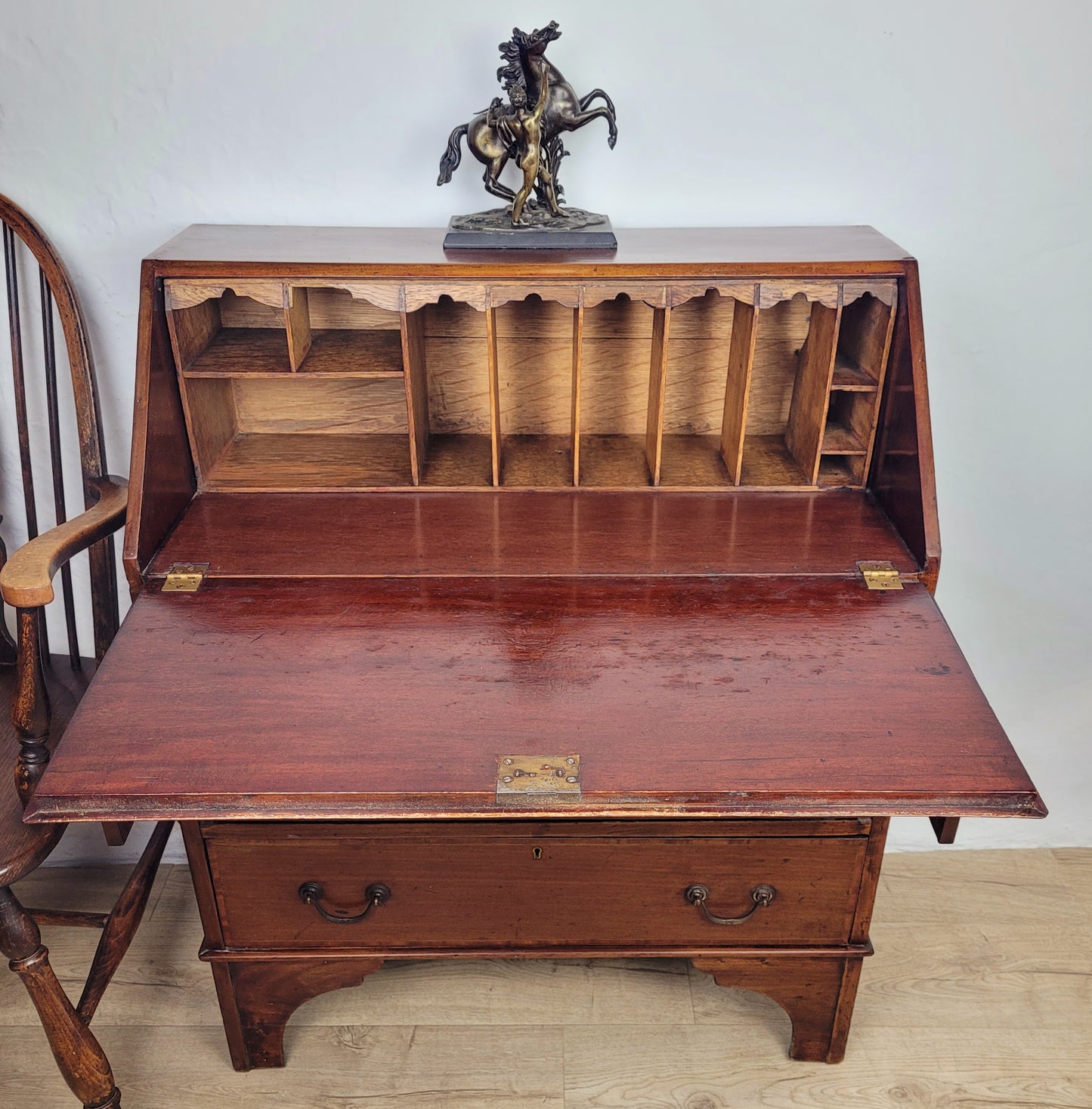 Edwardian Writing Bureau Desk Key & Lock Shell Motif 1910 Delivery Available