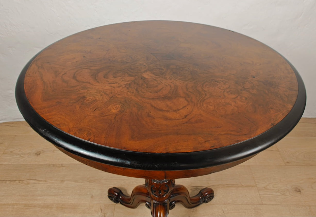 Occasional Tripod Table Victorian Round Walnut Carved 1890s Postage Available